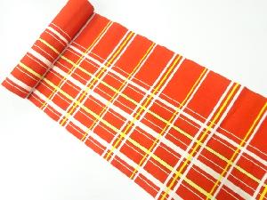 アンティーク　格子模様織出し八寸帯地反物